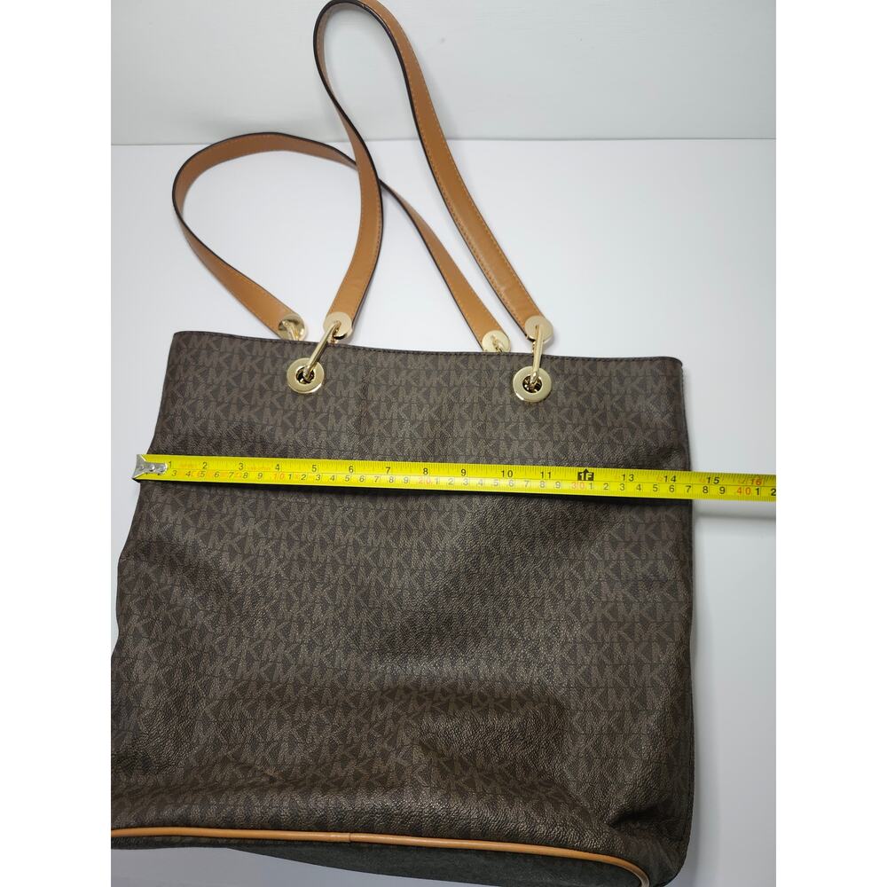 Michael Kors Jet Set Large Shoulder Tote Handbag Brown Luggage Coated Canvas - Picture 16 of 17